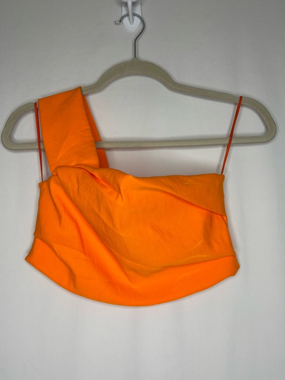 Zara Neon Orange Asymmetrical One-Shoulder Crop Top